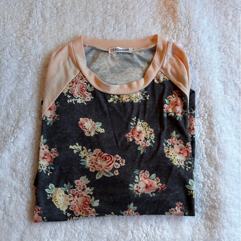 Long sleeves shirt, floral, small size, casual,
